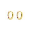 Sterling Silver Gold Plated Huggie Earrings - Multi Coloured CZ
