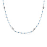 Sterling Silver Short Light Blue Enamel Necklace With Beaded Detail