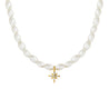 Rice pearl necklace with gold plated northern star pendant