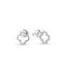 Sterling Silver Clover Stud Earrings with CZ