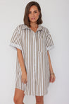 Apex Dress - Taupe Stripe