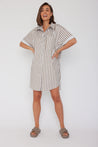 Apex Dress - Taupe Stripe