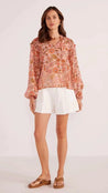 Amelia Long Sleeve Blouse - Peach Floral