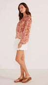 Amelia Long Sleeve Blouse - Peach Floral