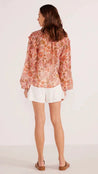 Amelia Long Sleeve Blouse - Peach Floral