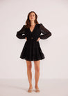 Amy Long Sleeve Mini Dress - Black