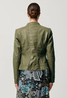 Nova Leather Curved Hem Jacket - Moss